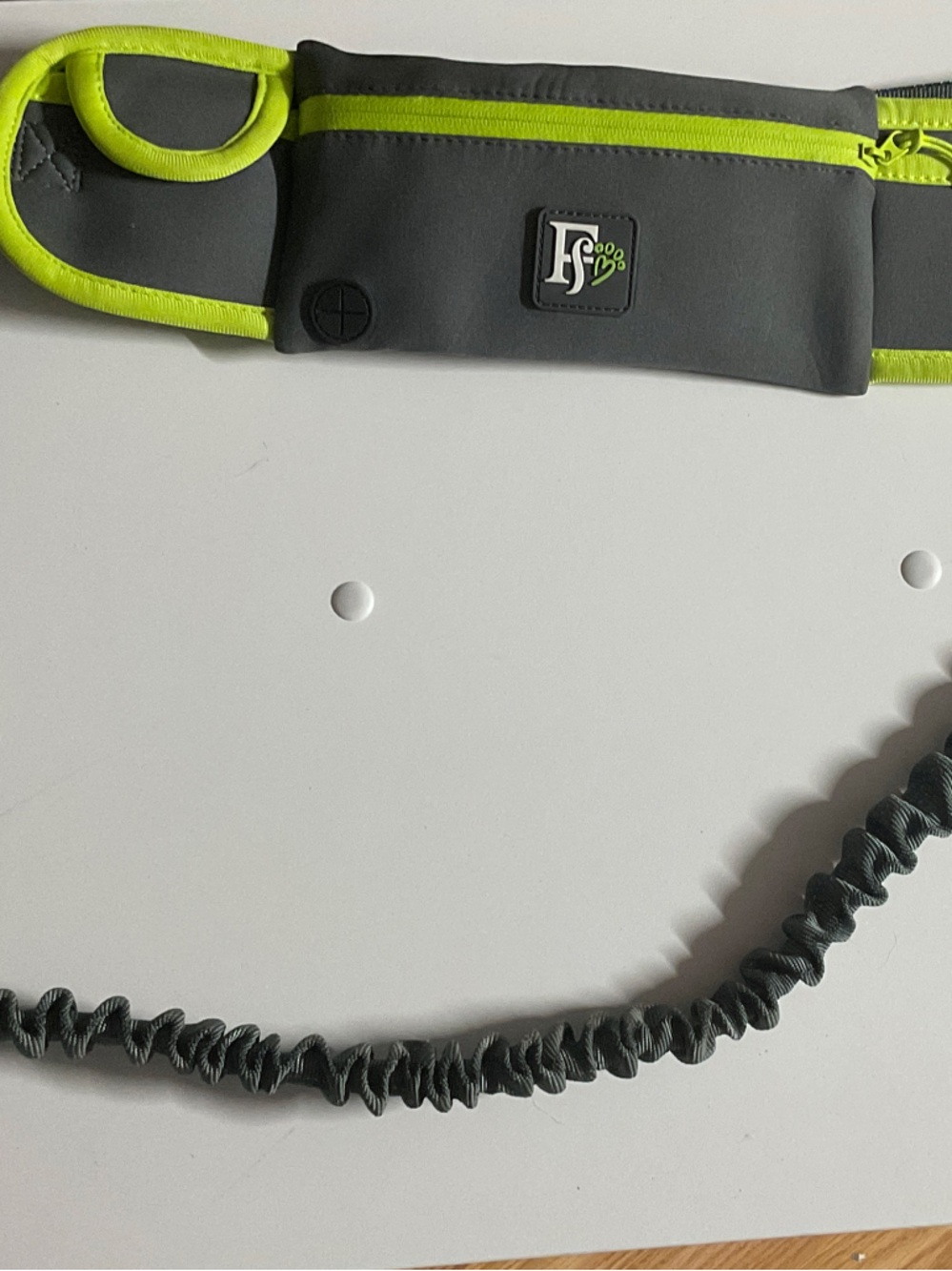 Hands-Free Lime Trimmed Gray Waist Leash with Clip